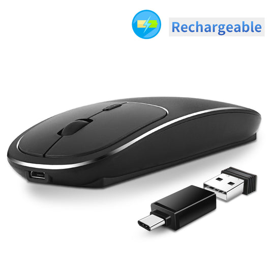 Slim Wireless Charging Mouse - 2.4G Silent Portable Optical Mouse for Laptop and Desktop Office