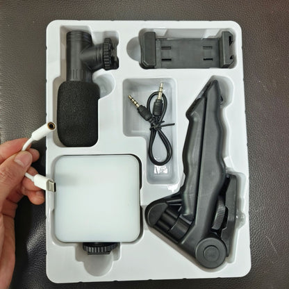 Desktop Live Streaming Kit - Smartphone Vlogging Rig with Fill Light, Microphone, and Handheld Tripod