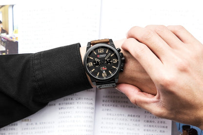 CURREN Luxury Men's Sport Quartz Watch with Leather Strap