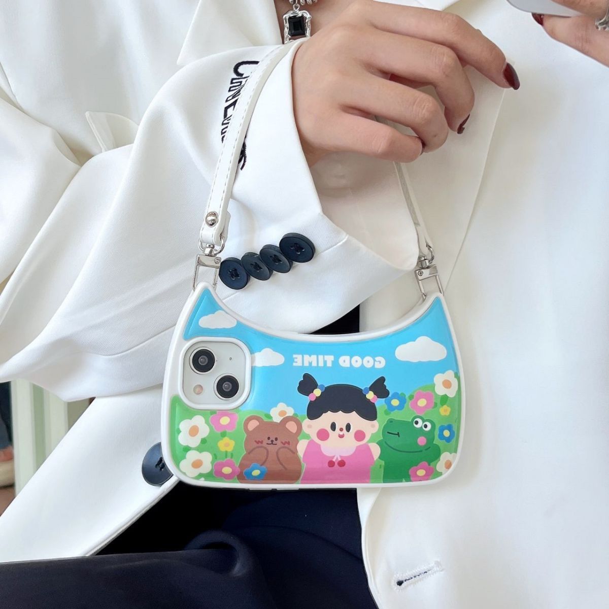 Cute Handbag Style Phone Case with Chain Strap for iPhone 14 13 12 11 Series - Fashion Wristlet Cover