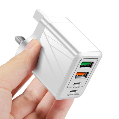 Universal 3-Port Fast Wall Charger - PD & QC3.0 Type-C + Dual USB Charging Adapter