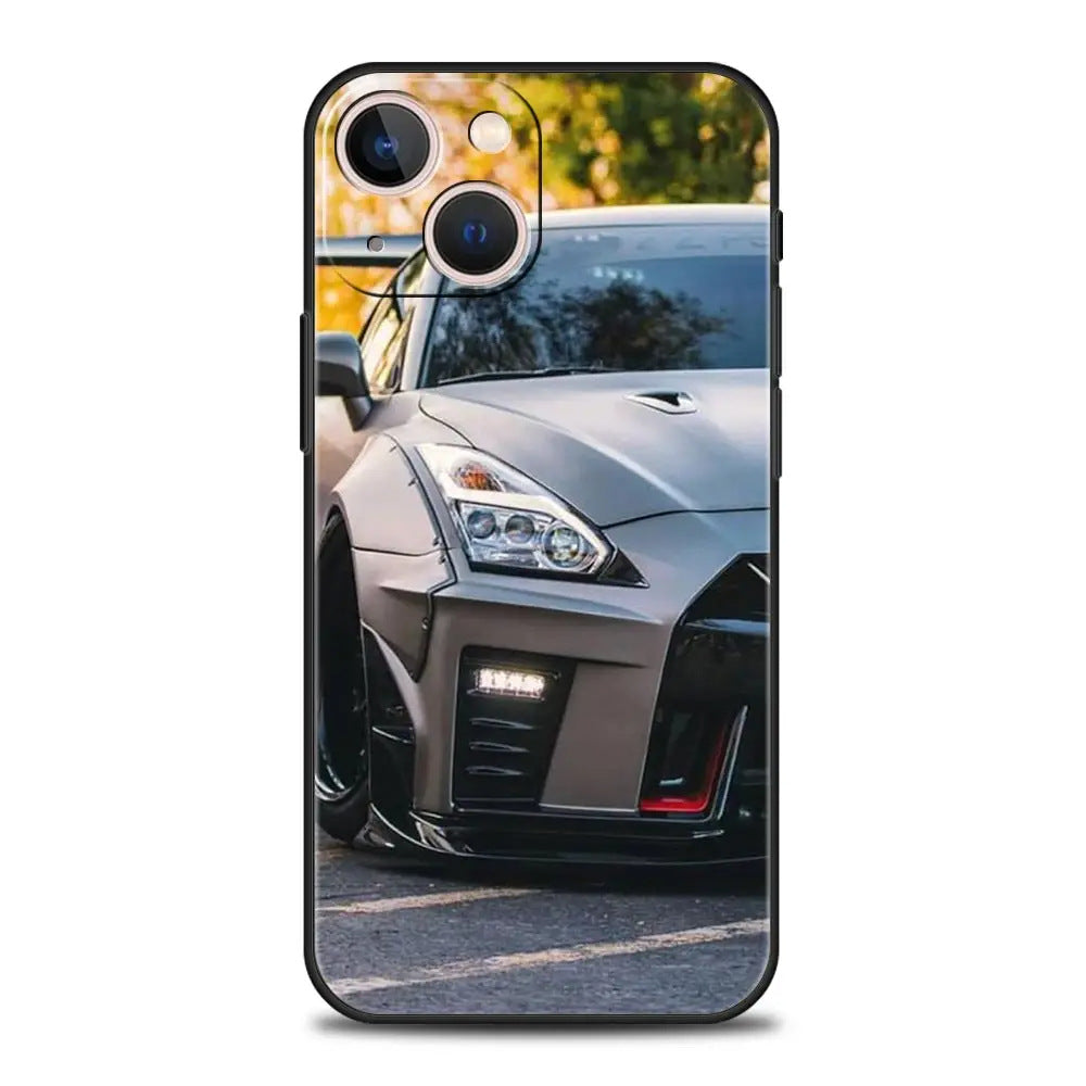 Japanese Blue & Red JDM Sports Car Phone Case - Car Enthusiast Protective Cover for iPhone 15