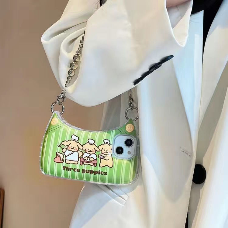 Cute Handbag Style Phone Case with Chain Strap for iPhone 14 13 12 11 Series - Fashion Wristlet Cover