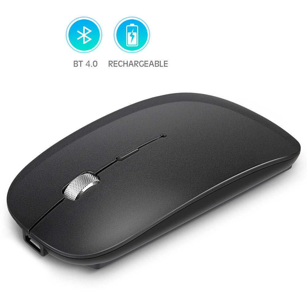 Dual-Mode Wireless Bluetooth Mouse - Rechargeable Slim Mouse with Metal Scroll Wheel for Tablets and Laptops