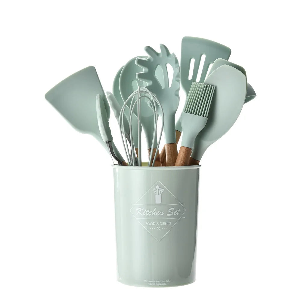 Non-Stick Kitchen Tools Set including Spatula, Spoon, and Tongs
