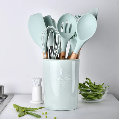 Non-Stick Kitchen Tools Set including Spatula, Spoon, and Tongs