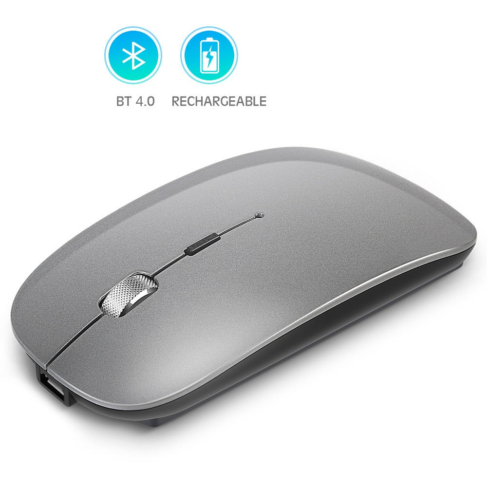 Dual-Mode Wireless Bluetooth Mouse - Rechargeable Slim Mouse with Metal Scroll Wheel for Tablets and Laptops