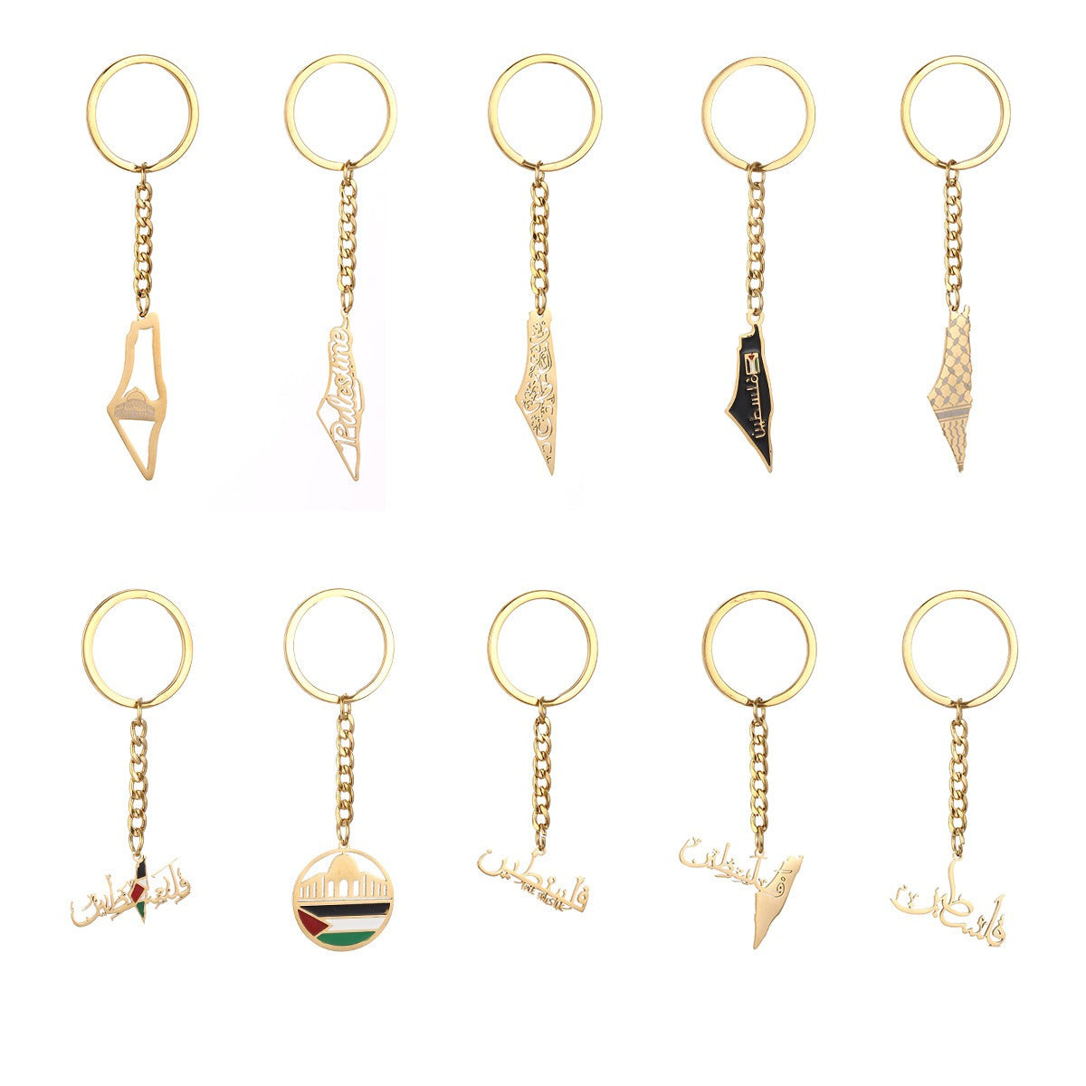 Elegant Palestine Map Pendant Keyring - Fashion Jewelry Gift