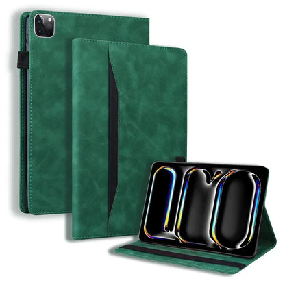 Premium PU Leather Folio Case for iPad Pro 11 / 13 Inch M4 (2024) - Business Stand Cover with Soft TPU Back