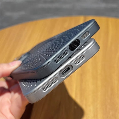 Slim Mesh Vent Cooling MagSafe iPhone Case - Shockproof Heat Dissipation Matte Back Cover