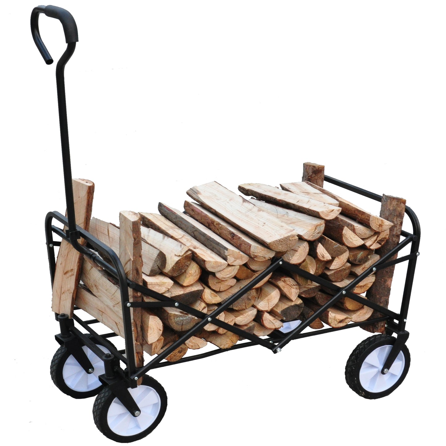 Folding Wagon Garden Shopping Beach Cart – Heavy Duty Red Utility Cart