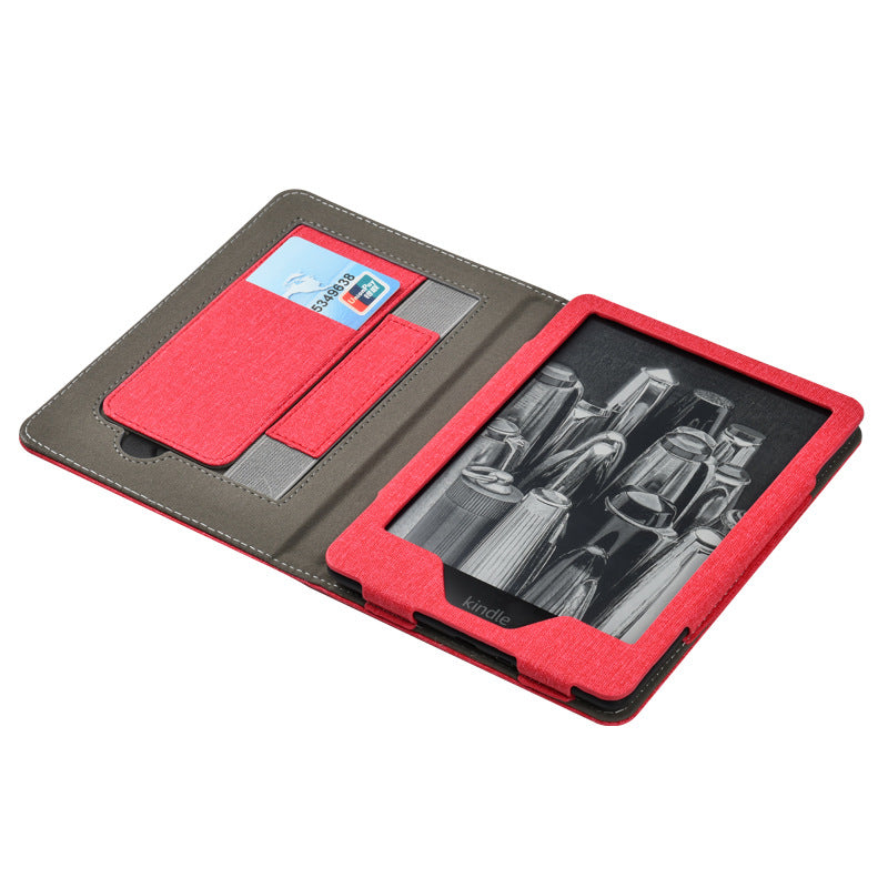 Cloth Texture Folio Case with Hand Strap & Stand for Kindle Paperwhite 5 (11th Gen 6.8") - Card Holder Cover