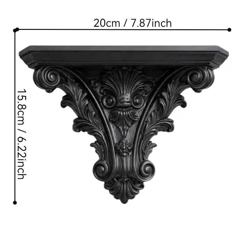 Vintage Gothic Carved Floating Wall Shelf - Retro Display Ledge for Candles & Plants