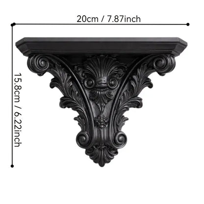 Vintage Gothic Carved Floating Wall Shelf - Retro Display Ledge for Candles & Plants