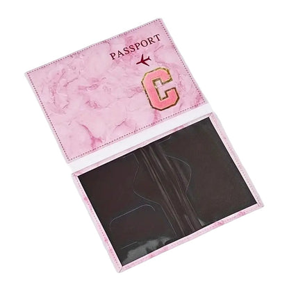 Monogrammed Pink Marble Effect Passport Clip