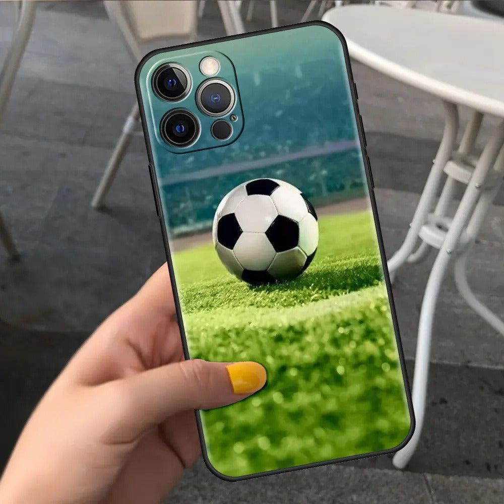 Football Soccer Pattern Soft TPU Phone Case - Sports Graphic Protective Cover for iPhone 15 14 13 Pro Max