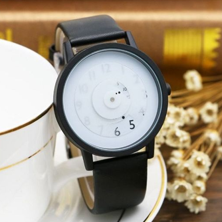 Trendy Pointerless Concept Watch with Stainless Steel Mesh Strap