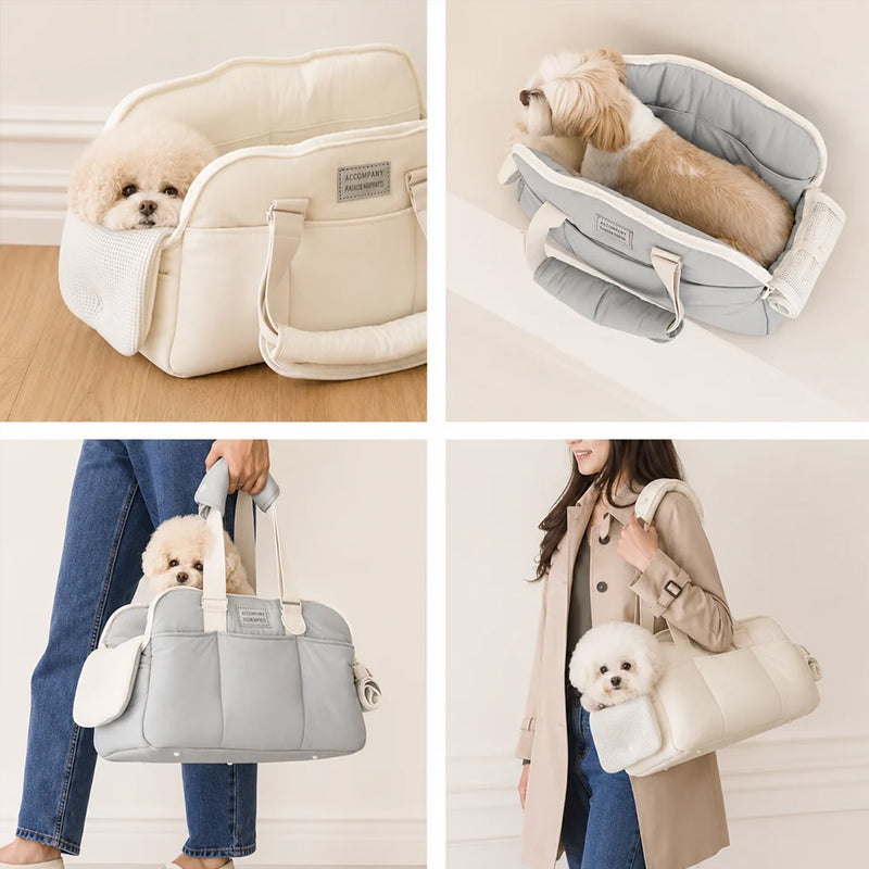 Winter Warm Soft-Sided Cat Carrier Bag - Portable Breathable Shoulder Pet Tote with Mat