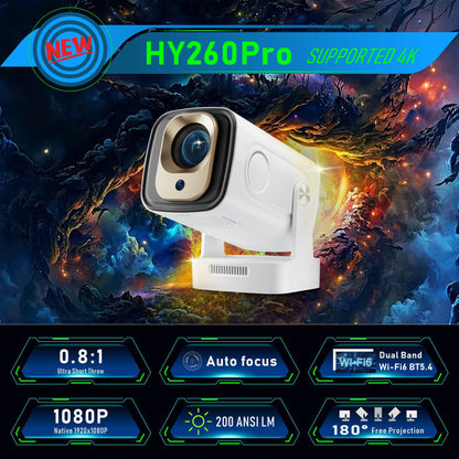 Hy260Pro Android 11 Smart Projector - H713 HD 4K Auto Focus Barrel Home Theater Projector
