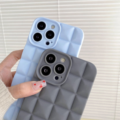 3D Stereo Lattice Puffer Phone Case for iPhone 14 Pro Max - Soft Silicone Geometric Protective Cover