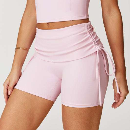 Premium Drawstring Tight Yoga Shorts for Women - High Waisted Athletic Shorts