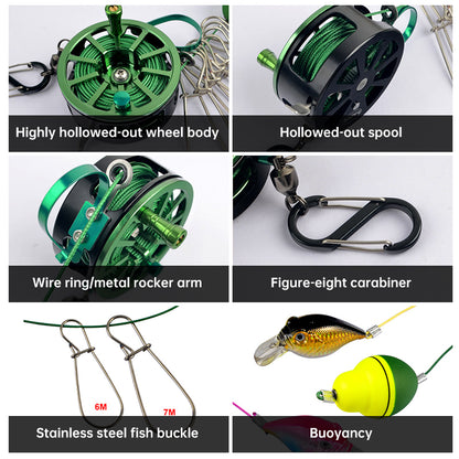 Stainless Steel Live Fish Stringer with Reel - 8 Clips Fishing Lock Stringer & Float