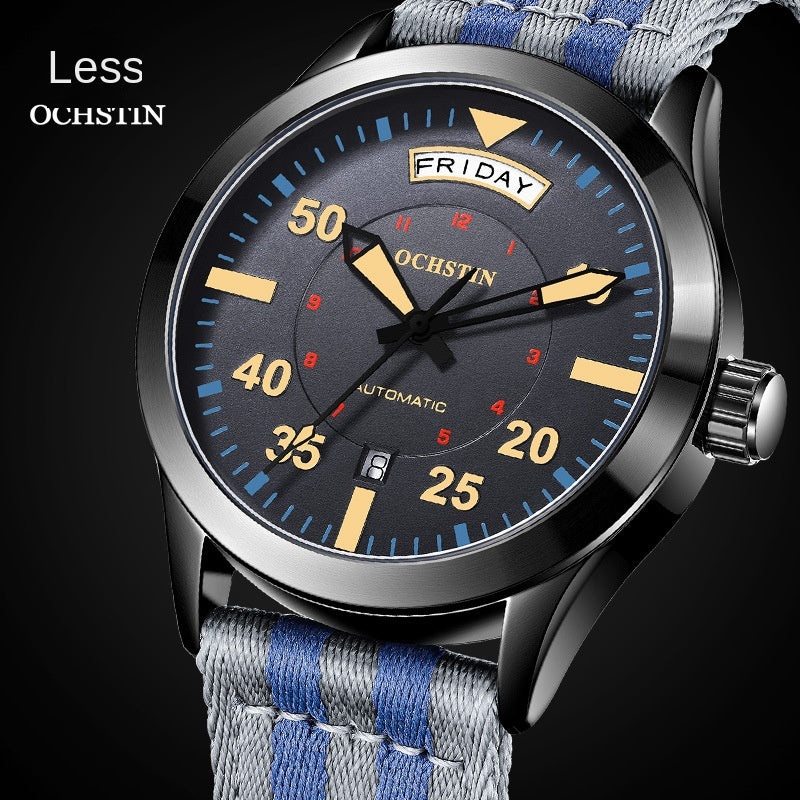 Luxury Automatic Men's Watch - Water-Resistant Mechanical Wristwatch with Nylon Strap