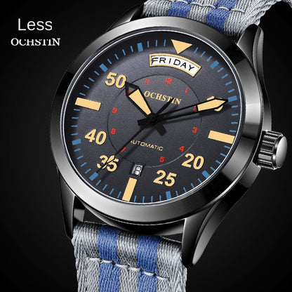 Luxury Automatic Men's Watch - Water-Resistant Mechanical Wristwatch with Nylon Strap