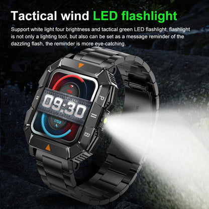 YK03 Smart Watch - Bluetooth Calling Rugged Smartwatch with Built-in Flashlight, Heart Rate & Blood Oxygen Monitoring