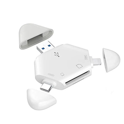 Multi-Function 3-in-1 SD/TF Card Reader Adapter - Universal Memory Card Reader for Phone, Tablet & Laptop