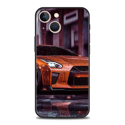 Japanese Blue & Red JDM Sports Car Phone Case - Car Enthusiast Protective Cover for iPhone 15