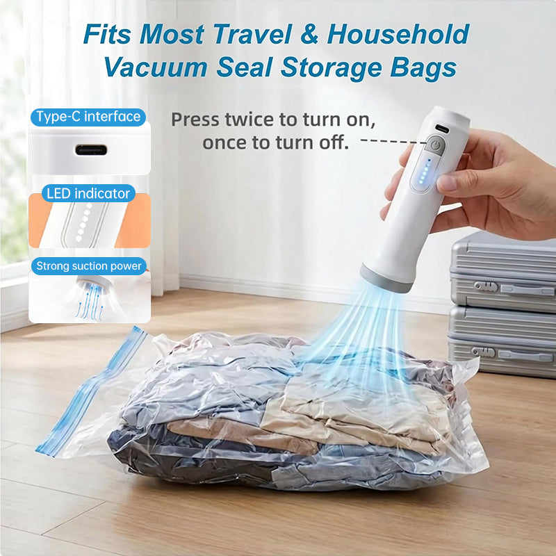 Rechargeable Wireless Electric Vacuum Pump - Low Noise Air Pump for Compression Storage Bags