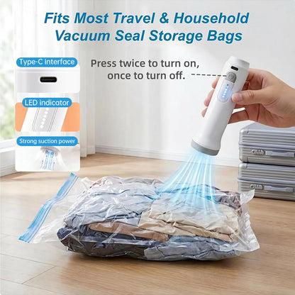 Rechargeable Wireless Electric Vacuum Pump - Low Noise Air Pump for Compression Storage Bags