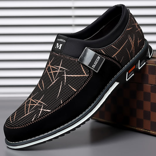 Trendy Color-Blocked Geometric Pattern Casual Shoes for Men