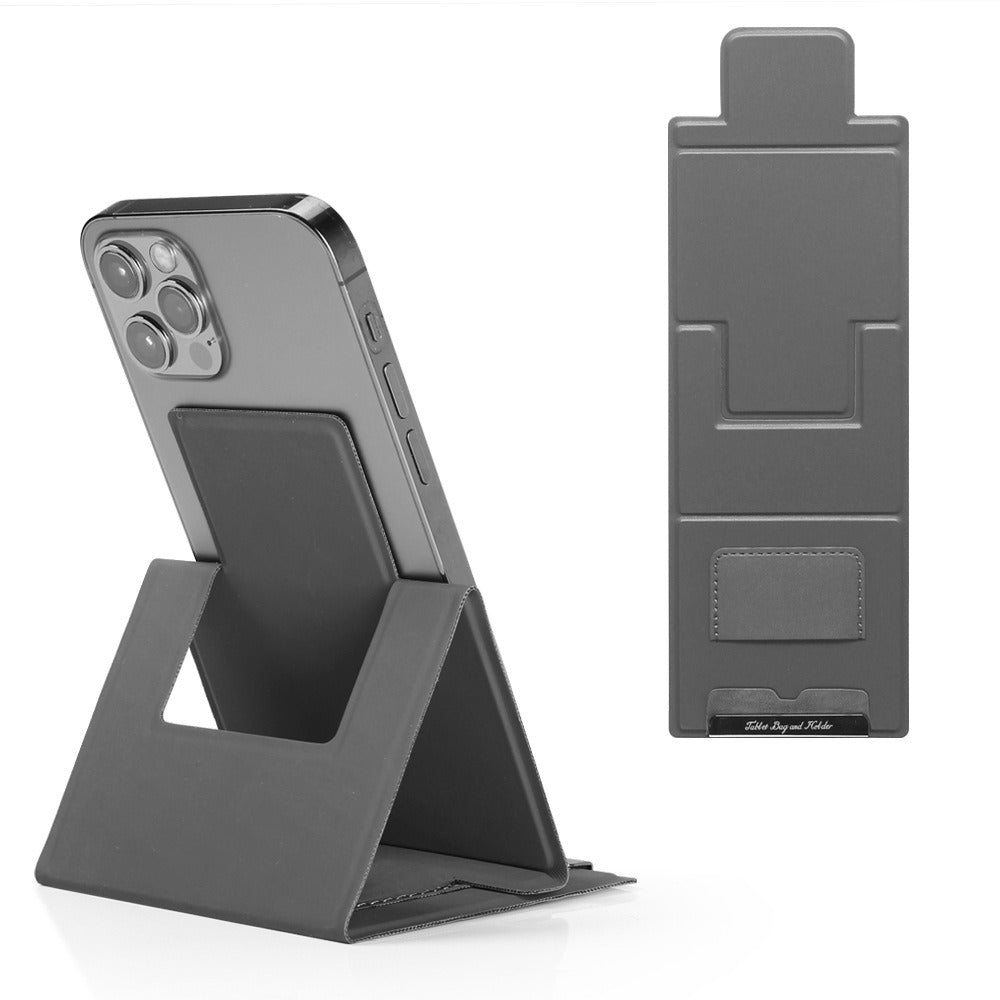Ultra-Thin Foldable PU Leather Desktop Phone Stand - Portable Adhesive Phone Holder for Desk & Office