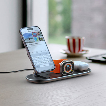 Portable 3-in-1 Wireless Charger Stand - Multi-Device Magnetic Charging Pad for Apple Devices