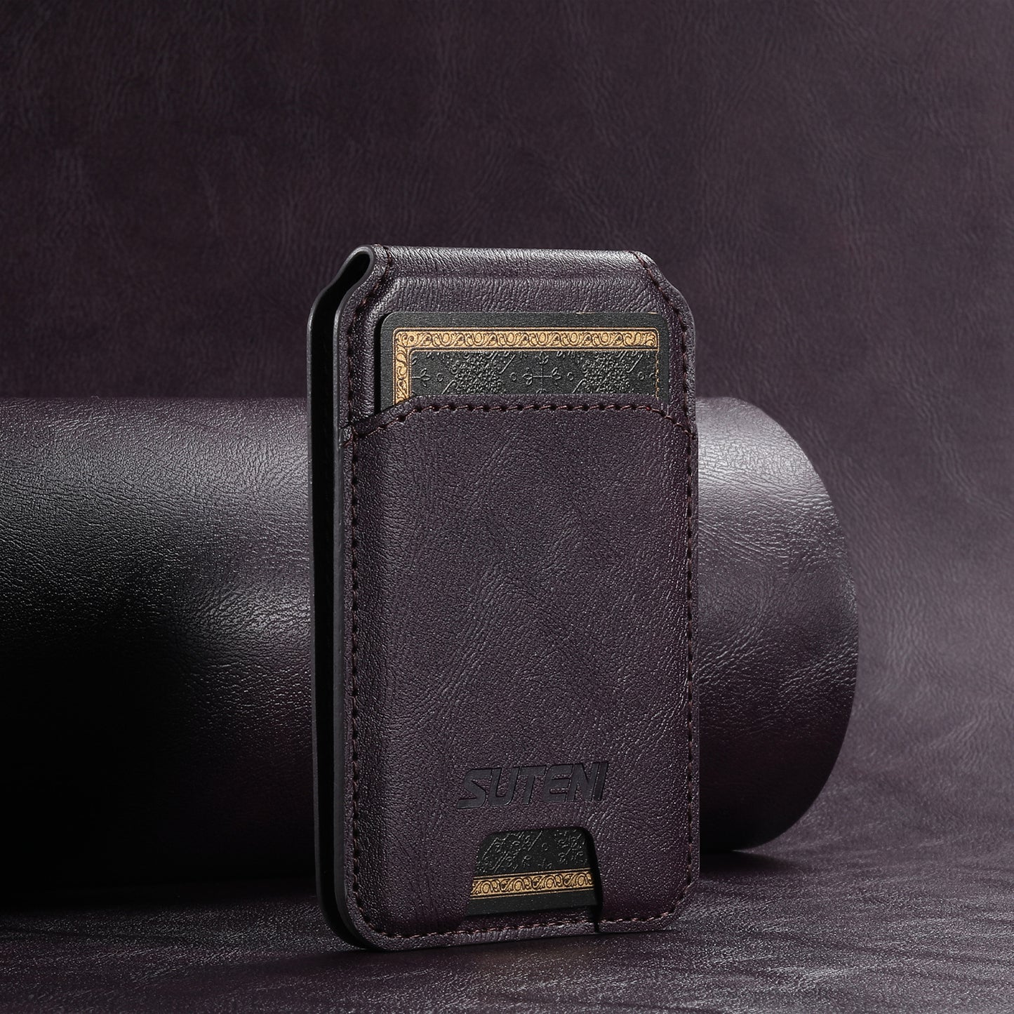 Magnetic Leather Wallet Card Holder Pouch for iPhone 15 14 13 Pro Max & Universal MagSafe Phones