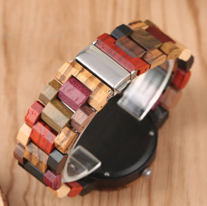 Stylish Wooden Couple Watches - Handmade Eco-Friendly Quartz Watch with Multi-Color Wood Band
