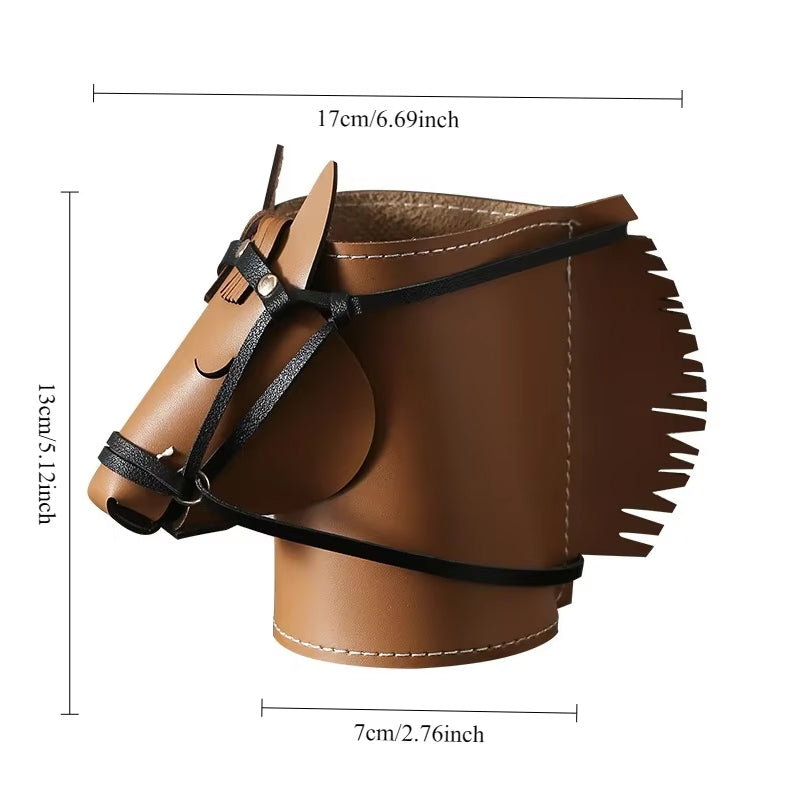 Creative Leather Horse Head Storage Box - Decorative Desk Makeup & Jewelry Organizer
