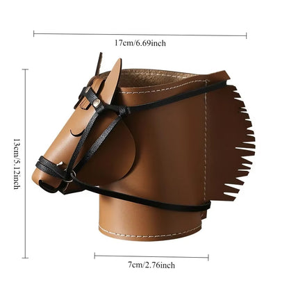 Creative Leather Horse Head Storage Box - Decorative Desk Makeup & Jewelry Organizer