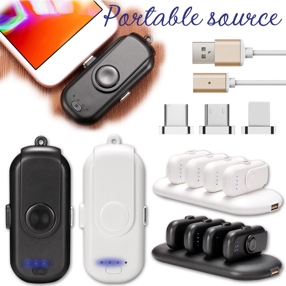 1000mAh Mini Magnetic Fingerprint Power Bank - Ultra-Portable Keychain Emergency Battery Pack with Charging Base