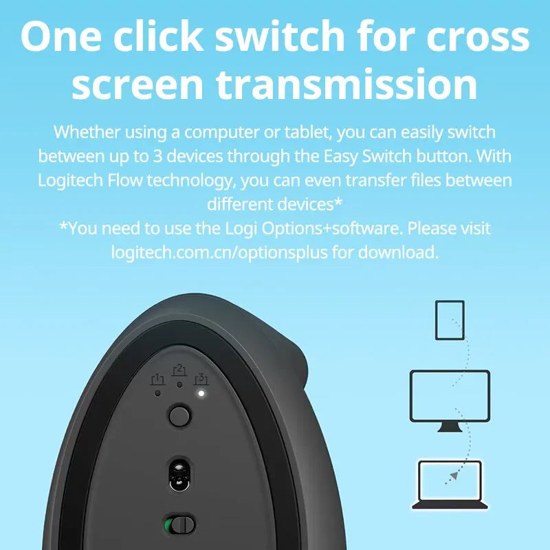 Logitech Lift Vertical Ergonomic Mouse - Wireless Bluetooth Softtone Mouse for Business and Office