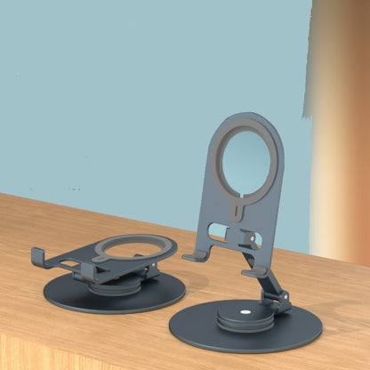 Premium Adjustable Desktop Magnetic Phone Holder - Metal Rotating Wireless Charging Stand for iPhone