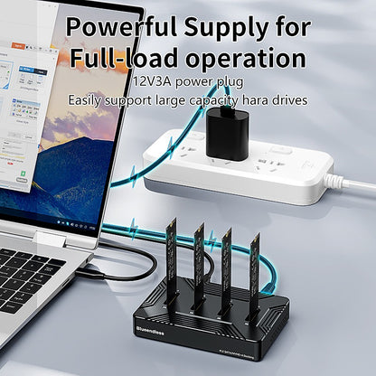 4-Bay M.2 NVMe & SATA SSD Docking Station - Dual-Protocol Portable Hard Drive Enclosure with USB 3.2 Gen 2