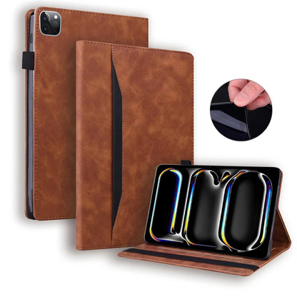 Premium PU Leather Folio Case for iPad Pro 11 / 13 Inch M4 (2024) - Business Stand Cover with Soft TPU Back