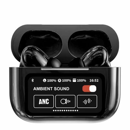 A9 Pro Wireless Bluetooth 5.4 Earphones - ANC Noise Cancelling Earbuds with Smart Touch Screen Case
