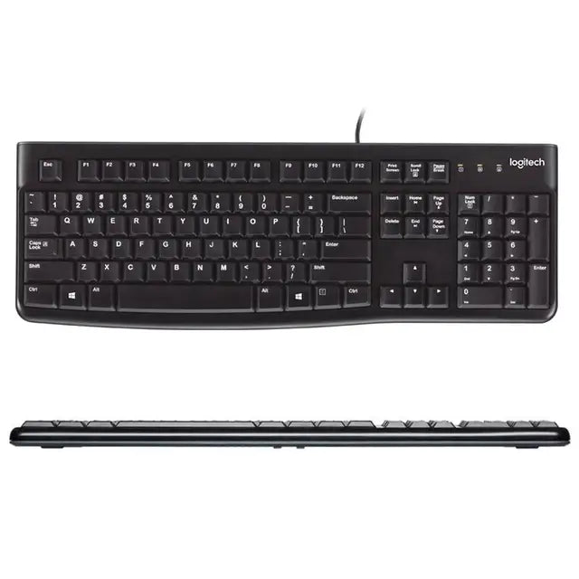 Logitech K120 Wired Keyboard - Full-Size USB Desktop Computer Keyboard with Spill-Resistant Design for Office & Home