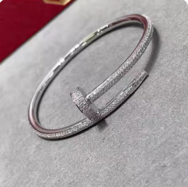 Unisex Fashion Nail Cuff Bracelet in Silver Tone