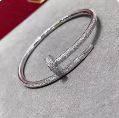 Unisex Fashion Nail Cuff Bracelet in Silver Tone