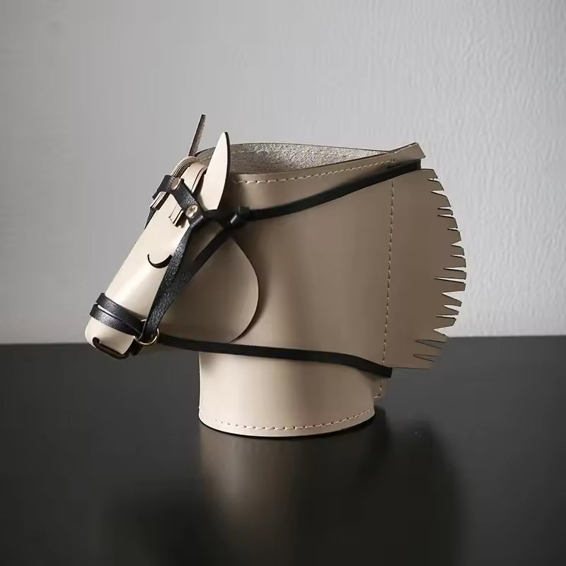 Creative Leather Horse Head Storage Box - Decorative Desk Makeup & Jewelry Organizer